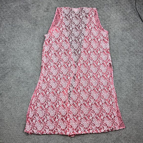 LuLaRoe Joy Duster Vest Womens Large Pink Lace Sheer Kimono Romantic Boho - Picture 2 of 8